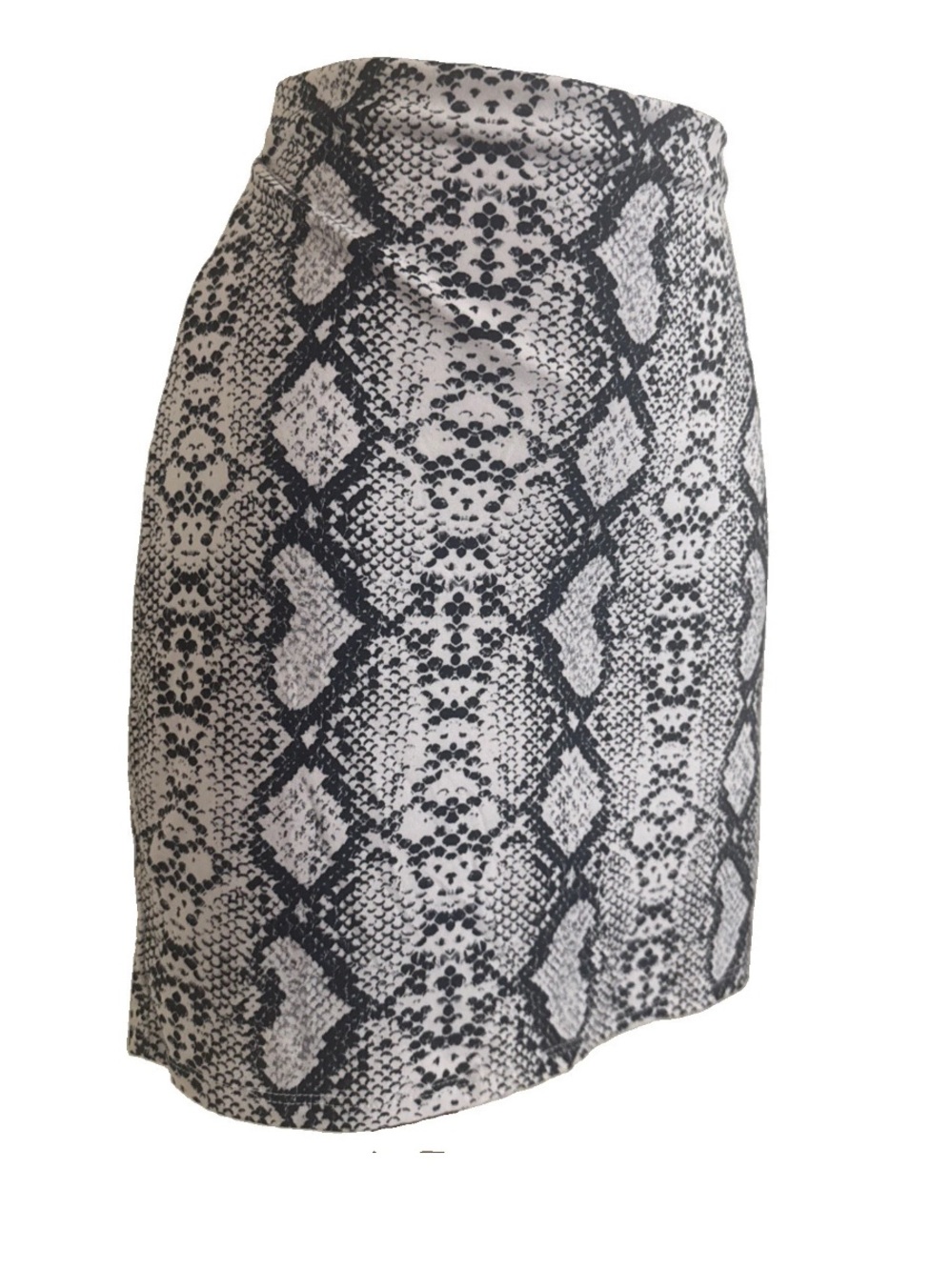 Women’s Black White Snakeskin Midi Skirt Bodycon Stretch Windsor Style Size  M